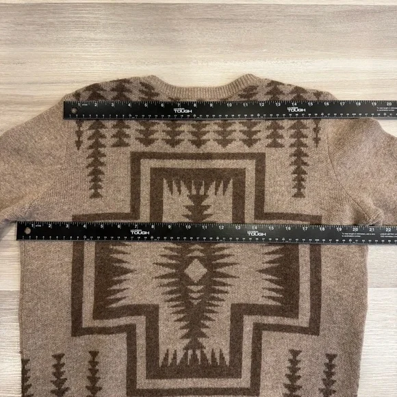 Pendleton Harding Southwestern Geometric Tan Brown Wool Sweater Women’s Medium - Picture 6 of 9